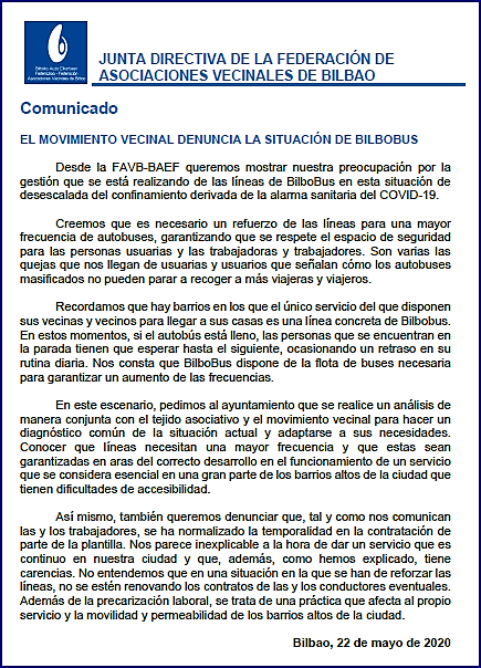 comunicado bilbobus